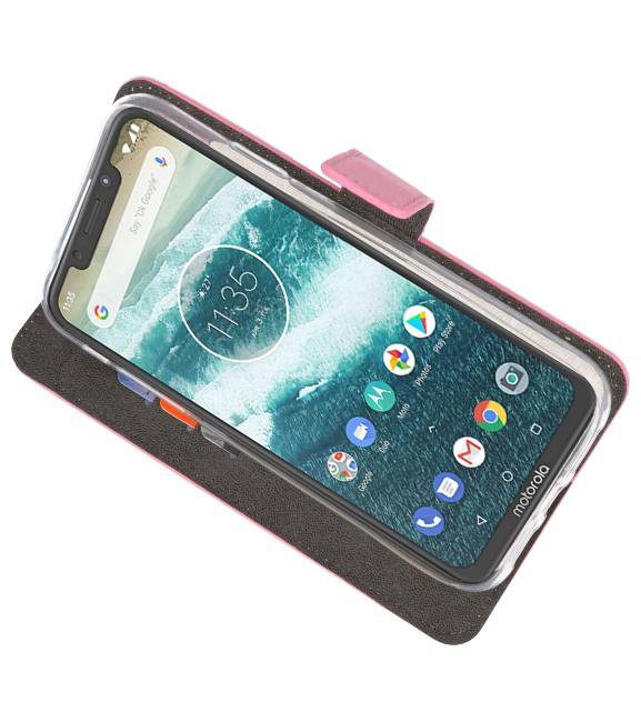 Wallet Cases Case for Moto One Pink