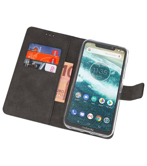 Wallet Cases Case for Moto One Power Black