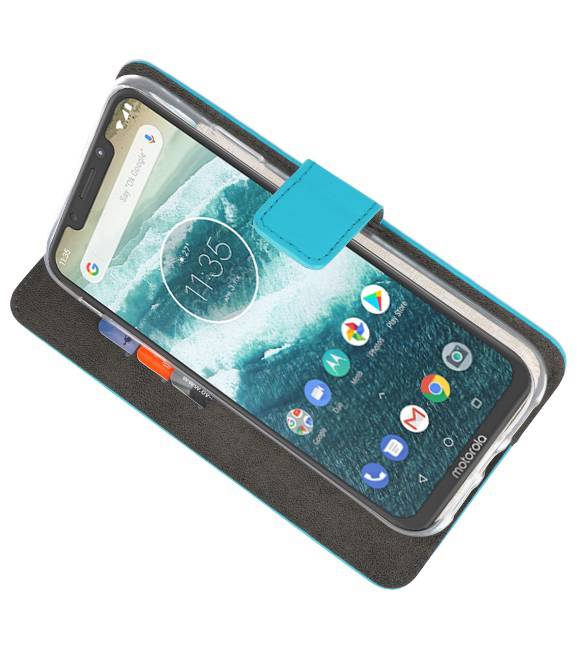 Etui Hülle für Moto One Power Blue