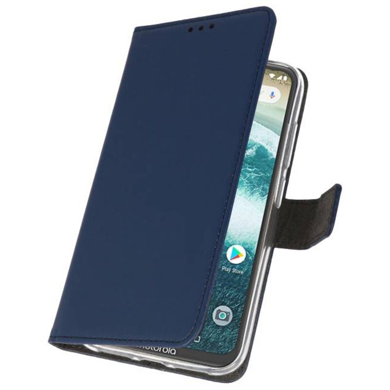 Wallet Cases Case for Moto One Power Navy