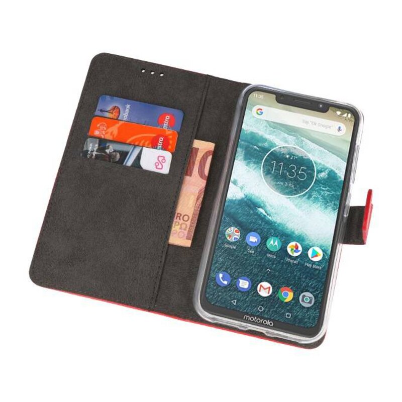 Wallet Cases Hoesje voor Moto One Power Rood