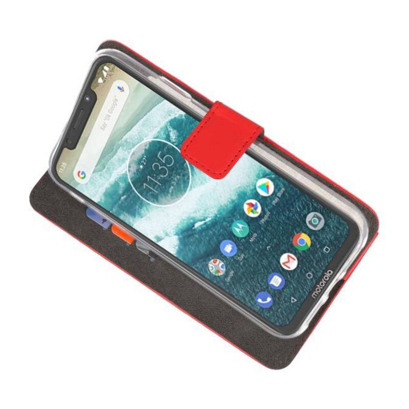 Wallet Cases Case for Moto One Power Red