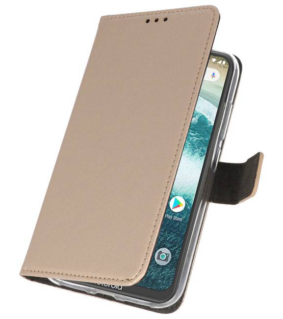 Wallet Cases Case for Moto One Power Gold
