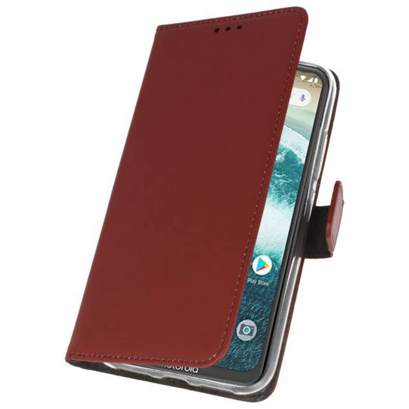 Wallet Cases Hoesje voor Moto One Power Bruin