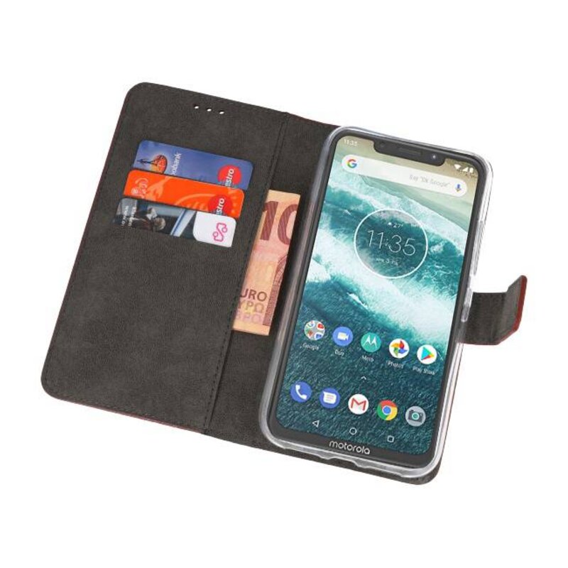 Wallet Cases Hoesje voor Moto One Power Bruin