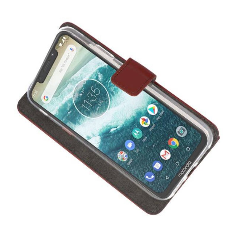 Wallet Cases Case for Moto One Power Brown