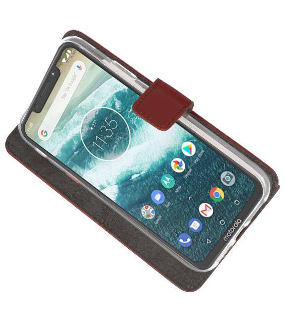 Wallet Cases Hoesje voor Moto One Power Bruin