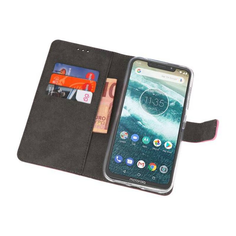 Wallet Cases Case for Moto One Power Pink