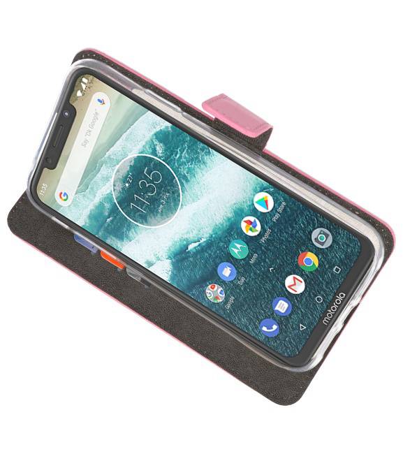 Wallet Cases Case for Moto One Power Pink