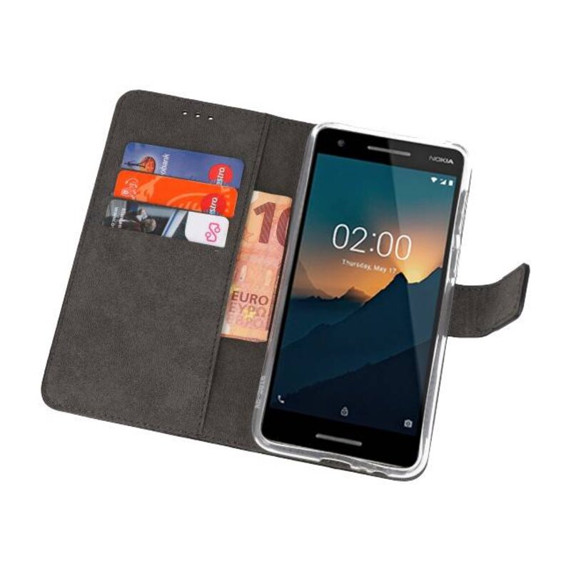 Wallet Cases Hoesje voor Nokia 2.1 Zwart