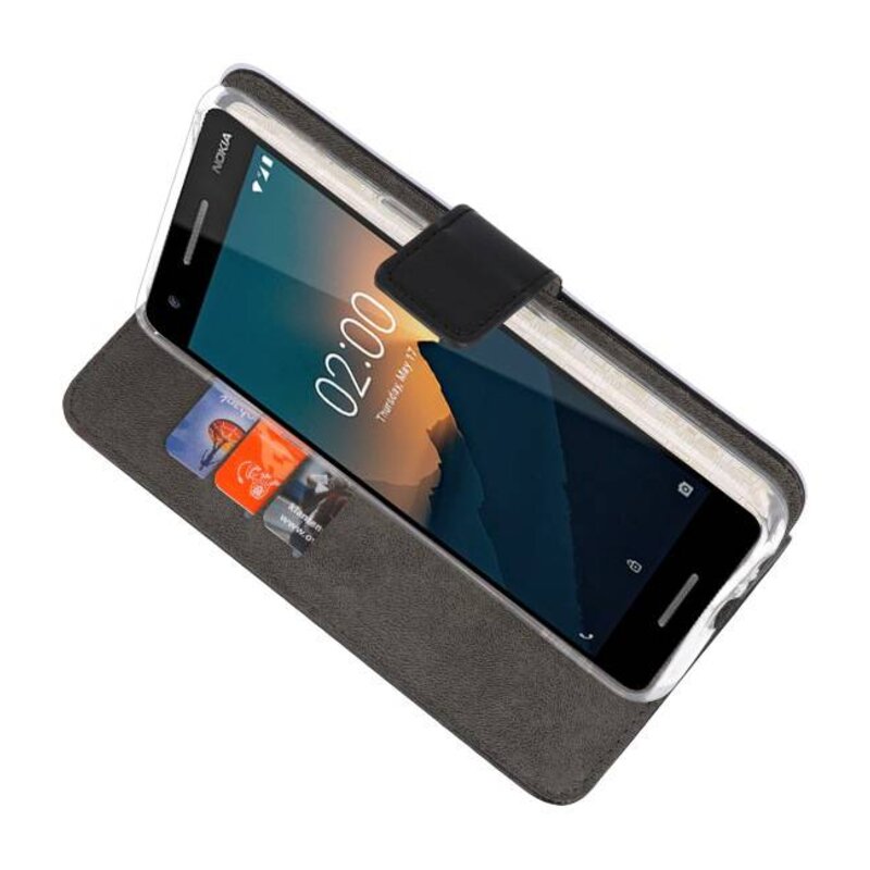 Wallet Cases Hoesje voor Nokia 2.1 Zwart