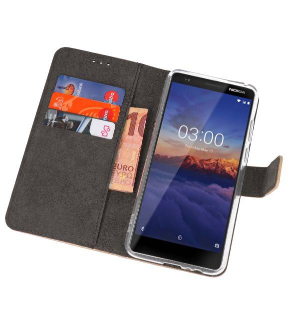 Wallet Cases Tasche für Nokia 3.1 Gold