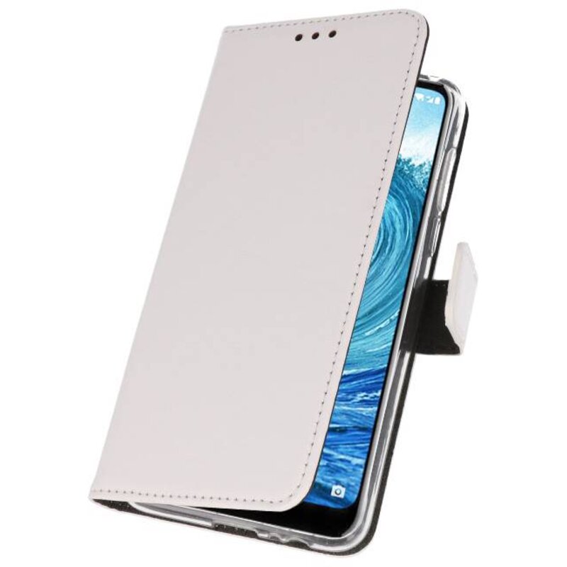 Wallet Cases Hoesje voor Nokia X5 5.1 Plus Wit