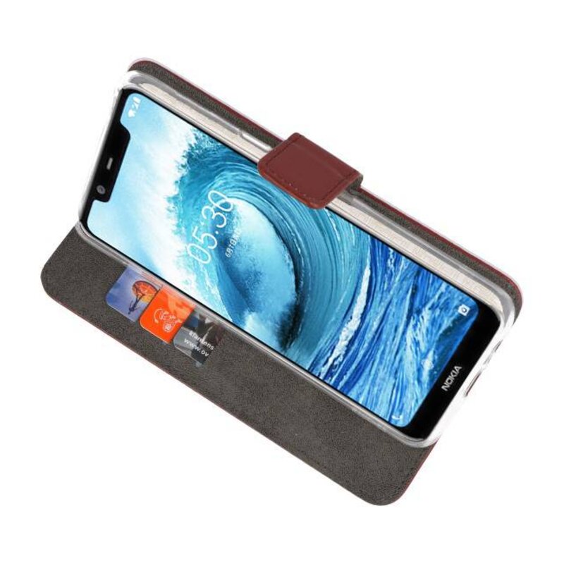 Custodie a portafoglio per Nokia X5 5.1 Plus Brown