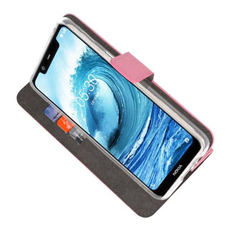 Wallet Cases Hoesje voor Nokia X5 5.1 Plus Roze