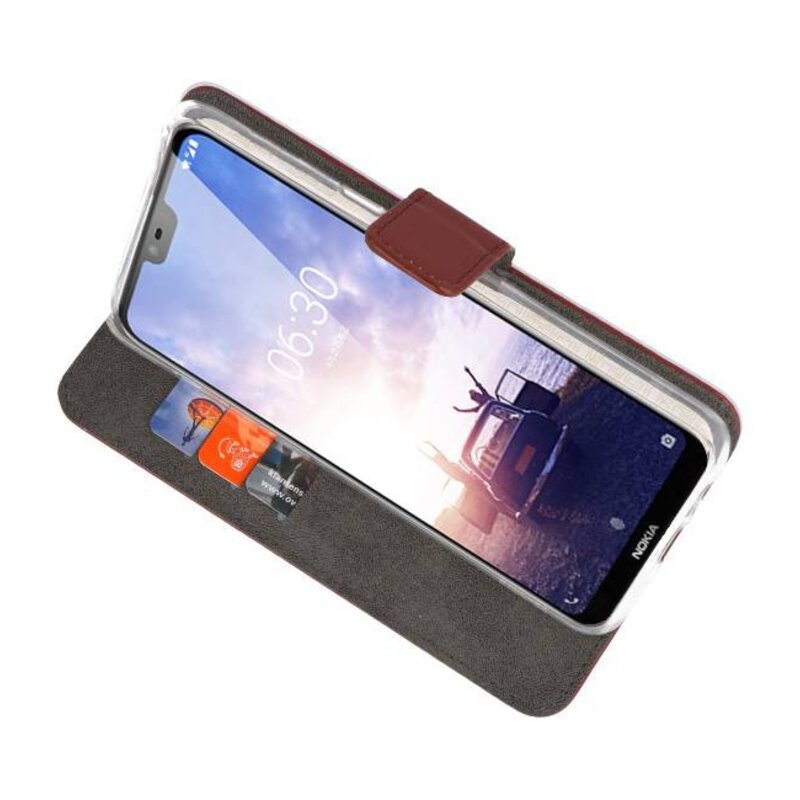 Wallet Cases for Nokia X6 6.1 Plus Brown