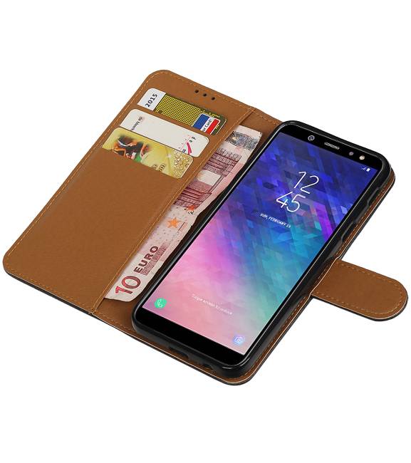 Pull Up Bookstyle voor Samsung Galaxy A6 2018 Zwart