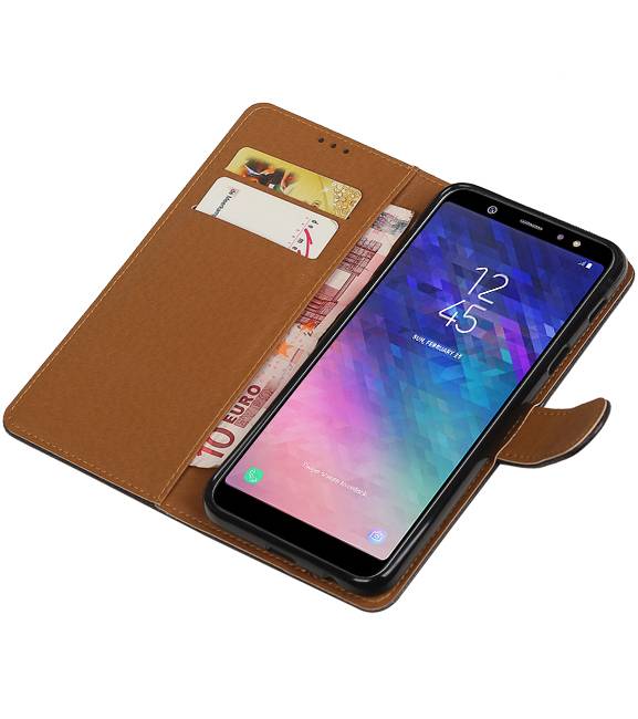 Pull Up Bookstyle voor Samsung Galaxy A6 Plus 2018 Zwart