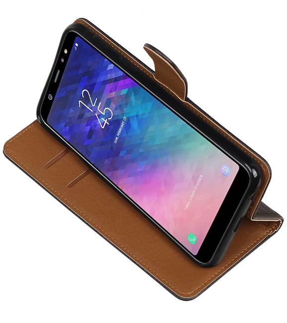 Pull Up Bookstyle für Samsung Galaxy A6 Plus 2018 Schwarz