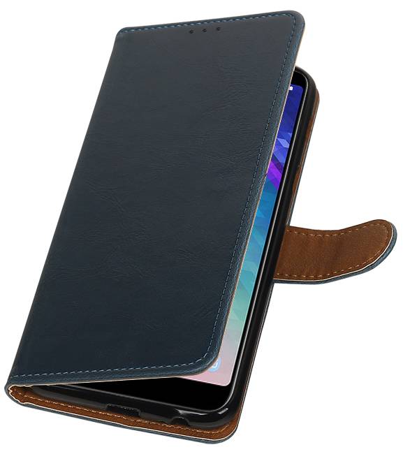 Pull Up Bookstyle voor Samsung Galaxy A6 Plus 2018 Blauw