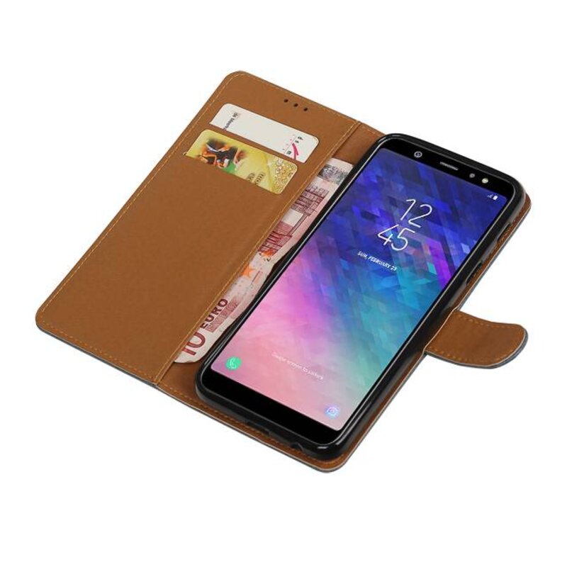 Pull Up Bookstyle for Samsung Galaxy A6 Plus 2018 Blue