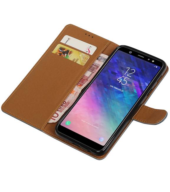 Pull Up Bookstyle for Samsung Galaxy A6 Plus 2018 Blue