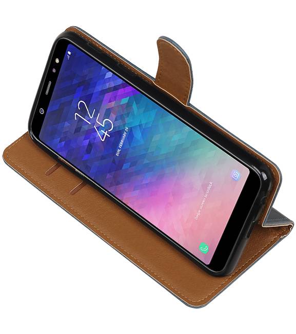 Pull Up Bookstyle for Samsung Galaxy A6 Plus 2018 Blue