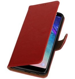 Pull Up Bookstyle voor Samsung Galaxy A6 Plus 2018 Rood