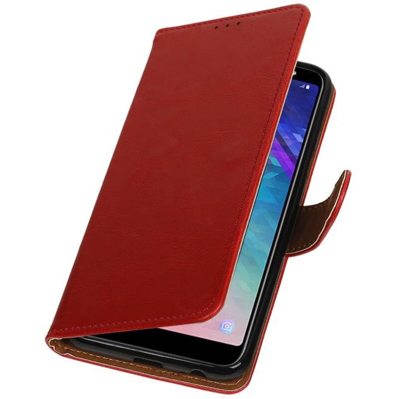 Pull Up Bookstyle pour Samsung Galaxy A6 Plus 2018 Rouge