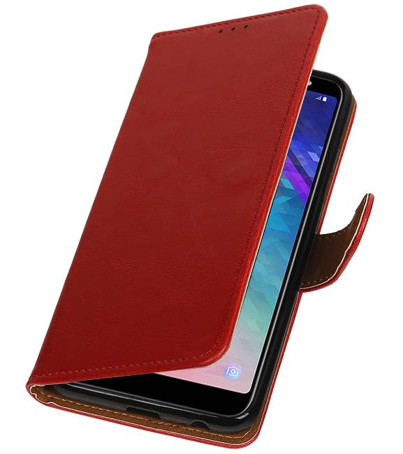 Pull Up Bookstyle pour Samsung Galaxy A6 Plus 2018 Rouge