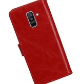 Pull Up Bookstyle voor Samsung Galaxy A6 Plus 2018 Rood