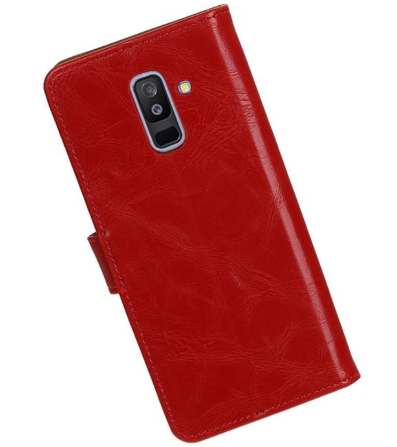 Pull Up Bookstyle voor Samsung Galaxy A6 Plus 2018 Rood