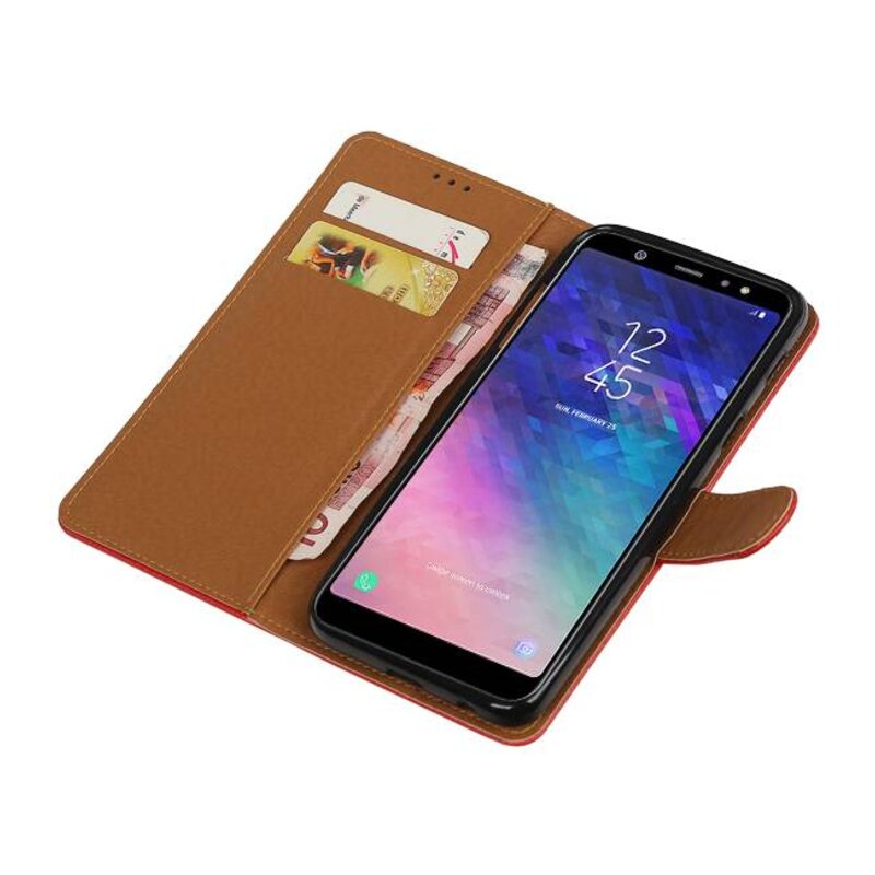 Pull Up Bookstyle per Samsung Galaxy A6 Plus 2018 Red