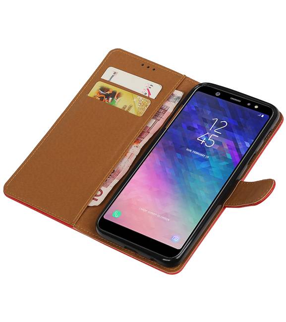 Pull Up Bookstyle per Samsung Galaxy A6 Plus 2018 Red