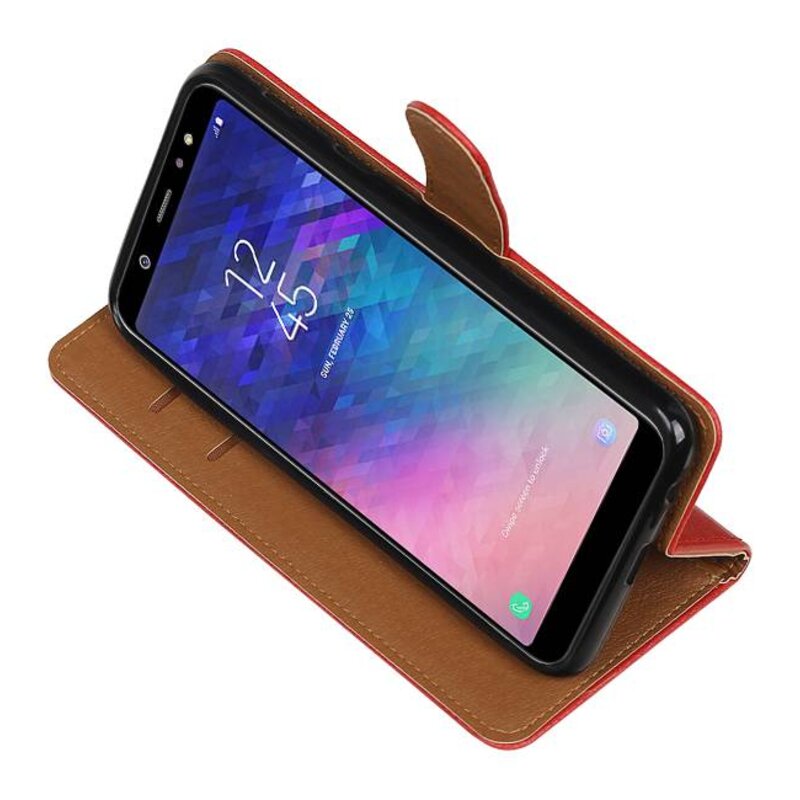 Pull Up Bookstyle pour Samsung Galaxy A6 Plus 2018 Rouge