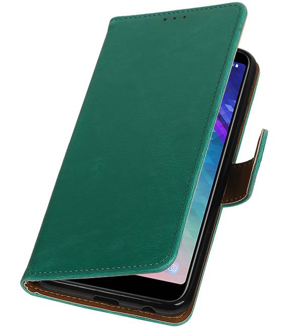 Pull Up Bookstyle voor Samsung Galaxy A6 Plus 2018 Groen