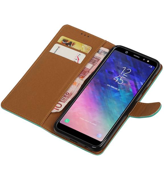 Pull Up Bookstyle voor Samsung Galaxy A6 Plus 2018 Groen