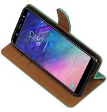 Pull Up Bookstyle voor Samsung Galaxy A6 Plus 2018 Groen