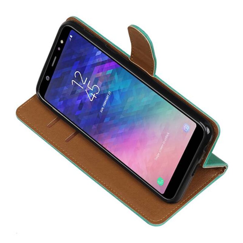 Pull Up Bookstyle for Samsung Galaxy A6 Plus 2018 Green