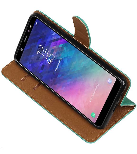 Pull Up Bookstyle voor Samsung Galaxy A6 Plus 2018 Groen