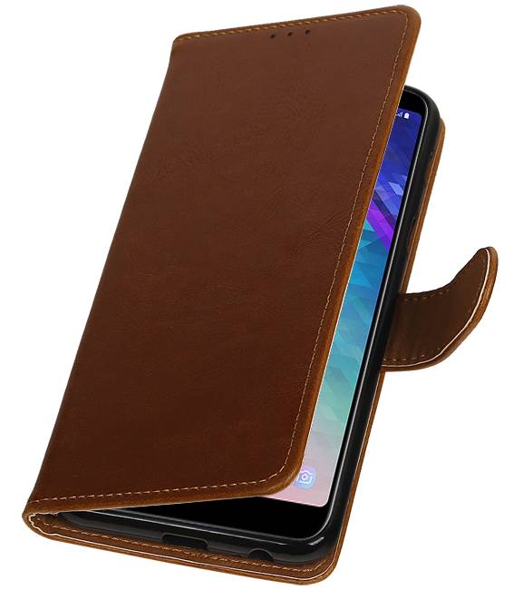 Pull Up Bookstyle pour Samsung Galaxy A6 Plus 2018 Marron