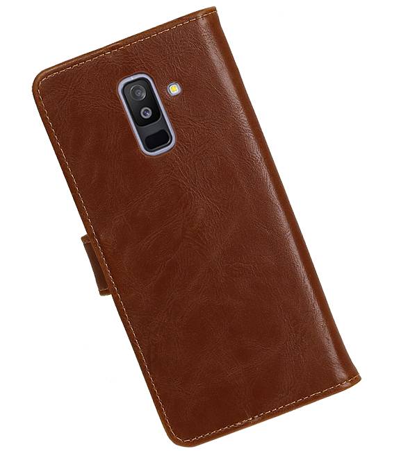 Pull Up Bookstyle for Samsung Galaxy A6 Plus 2018 Brown