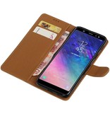 Pull Up Bookstyle voor Samsung Galaxy A6 Plus 2018 Bruin