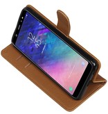 Pull Up Bookstyle for Samsung Galaxy A6 Plus 2018 Brown