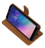 Pull Up Bookstyle voor Samsung Galaxy A6 Plus 2018 Bruin