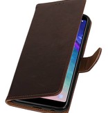 Pull Up Bookstyle voor Samsung Galaxy A6 Plus 2018 Mocca