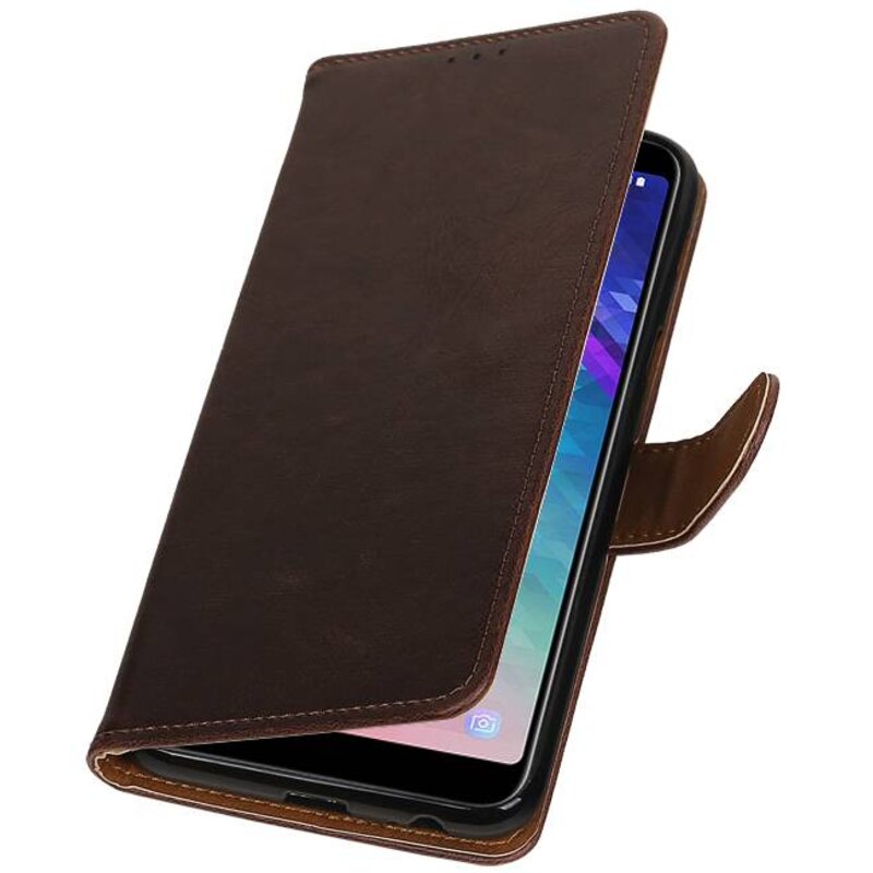 Pull Up Bookstyle voor Samsung Galaxy A6 Plus 2018 Mocca