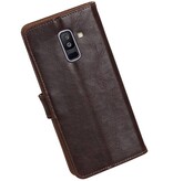 Pull Up Bookstyle voor Samsung Galaxy A6 Plus 2018 Mocca