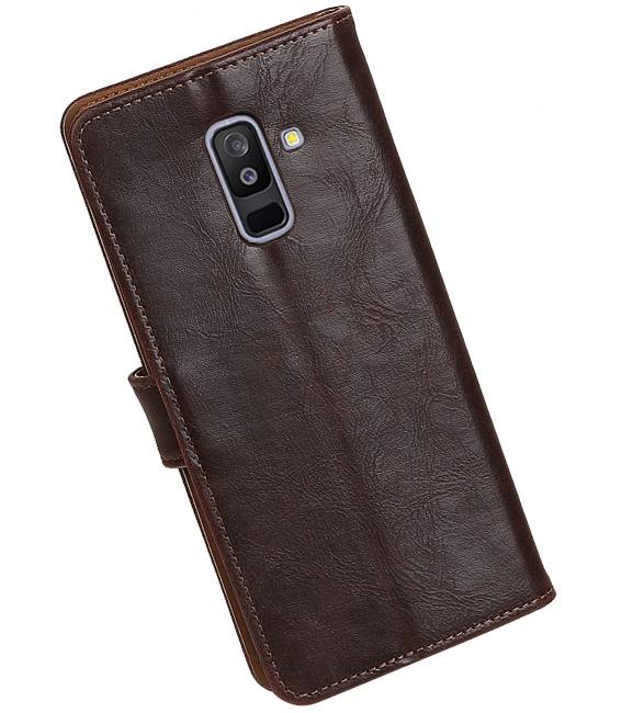 Pull Up Bookstyle voor Samsung Galaxy A6 Plus 2018 Mocca