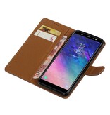 Pull Up Bookstyle voor Samsung Galaxy A6 Plus 2018 Mocca
